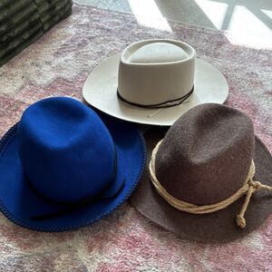 Street Smart by Betmar Western Wool Hats Lot - Blue, Brown, Cream, Size 7